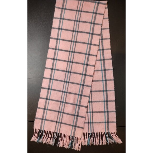 100% Cashmere Scarf Pink Plaid Tartan Made In England Classiccore 64 x 11.5 In - Picture 4 of 8